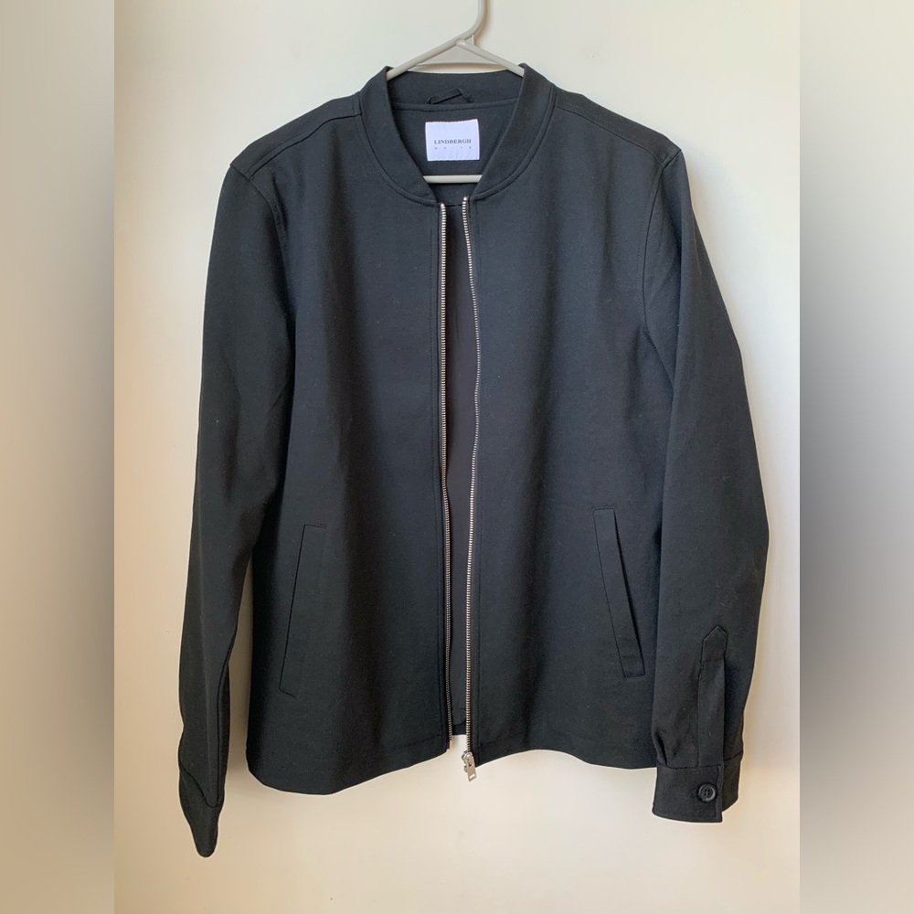 LINDBERGH WHITE Men’s Black Lined Silver Zipper Front Jacket - Picture 2 of 16